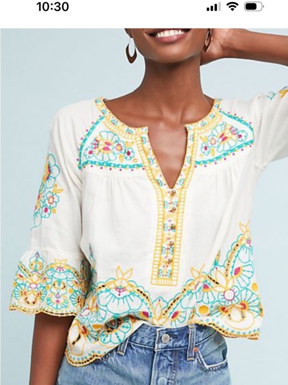 Anthropologie Bisbee Embroidered Top by Akemi + Kin Size 2
